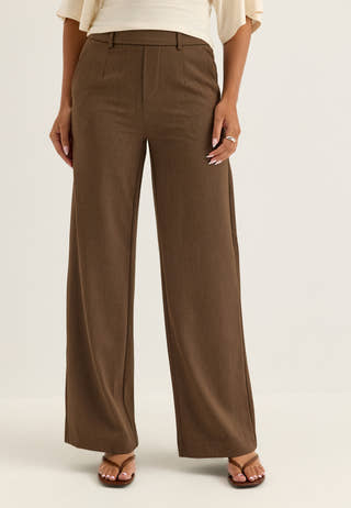 Objlisa MW Wide Pant Brown