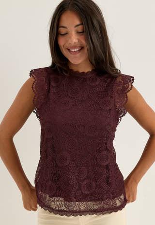 Pcolline SL Lace Top Purple