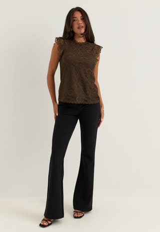 Pcolline SL Lace Top Brown
