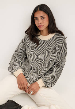 Pcjenna LS O-neck knit Grey