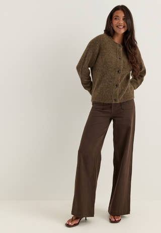 Slflulu Ls Knit Short Cardigan Brown