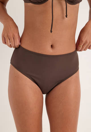 High Waist Bikini Bottom Brown