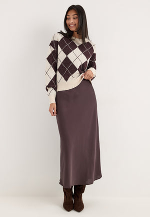 Viellette Hw Midi Skirt Brown