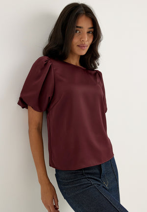 Viellette 2/4 SATIN PUFF TOP Red