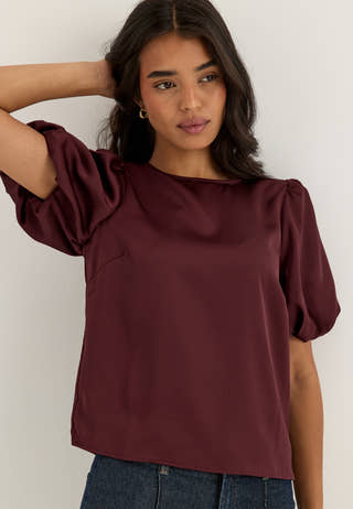Viellette 2/4 SATIN PUFF TOP Red