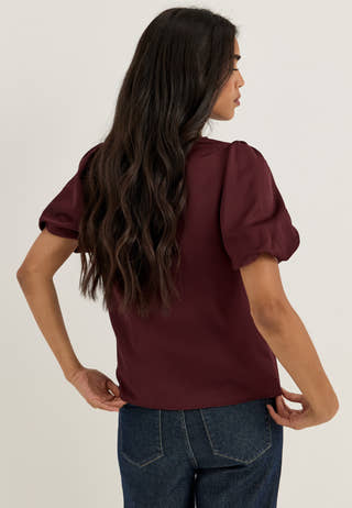Viellette 2/4 SATIN PUFF TOP Red
