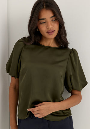 Viellette 2/4 SATIN PUFF TOP Green