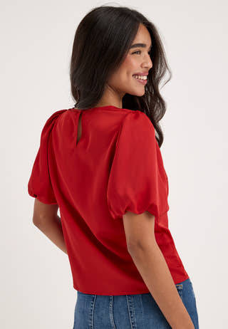 Viellette 2/4 SATIN PUFF TOP Red