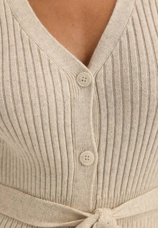 Rib Knitted Cardigan Dress White