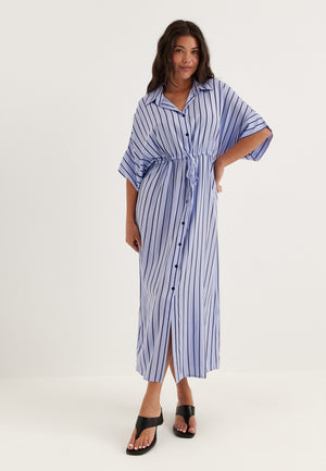 Drawstring Viscose Shirt Dress