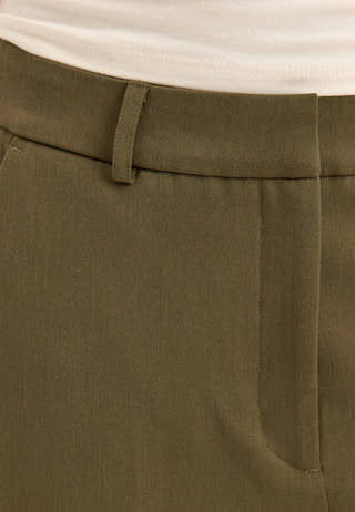 Straight High Waist Suit Trousers Green