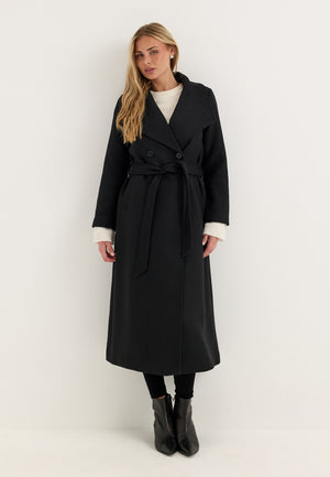 Long Wool Blend Coat Black