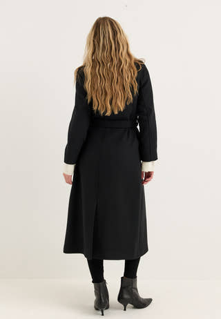 Long Wool Blend Coat Black