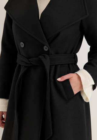 Long Wool Blend Coat Black