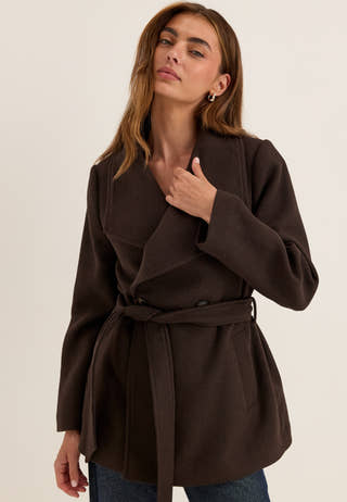 Short Wool Blend Coat White