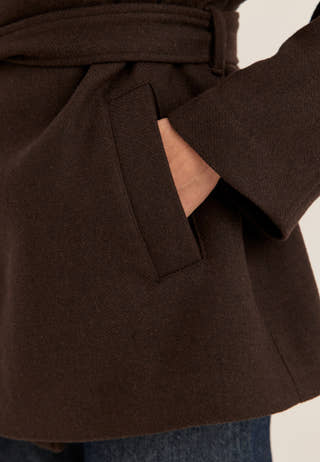 Short Wool Blend Coat White