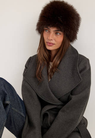 Short Wool Blend Coat Grey
