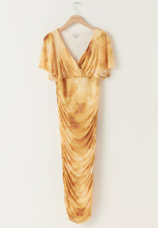 Butterfly Sleeve Mesh Ankle Dress