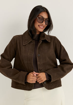 Slfkaya Suede Jacket Brown