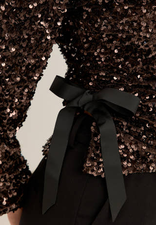 Side Slit Sequin Top Brown