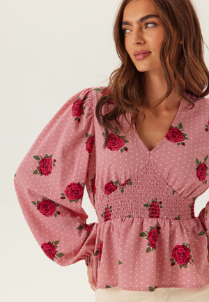 V-neck Smock Blouse