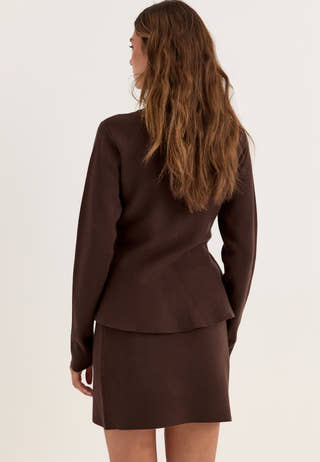 Knitted Mini Skirt Brown