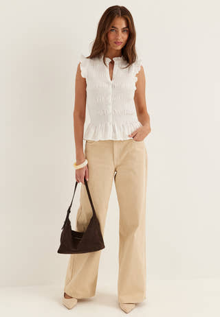Sleeveless Cotton Smock Blouse