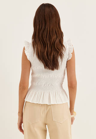 Sleeveless Cotton Smock Blouse