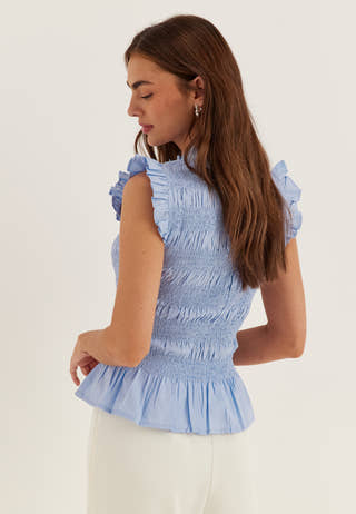 Sleeveless Cotton Smock Blouse