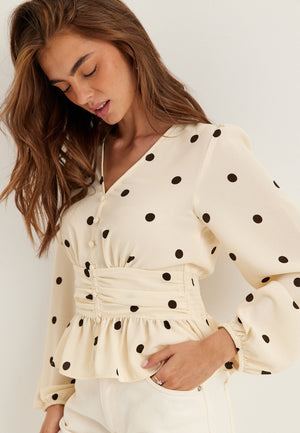 V-neck Button Blouse