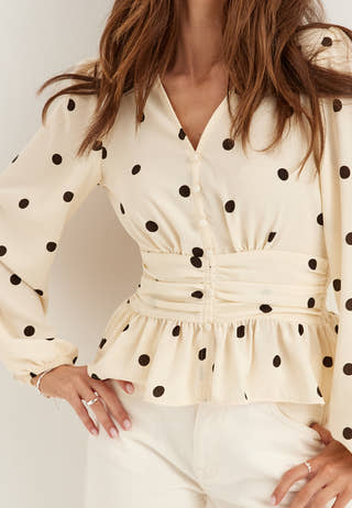 V-neck Button Blouse