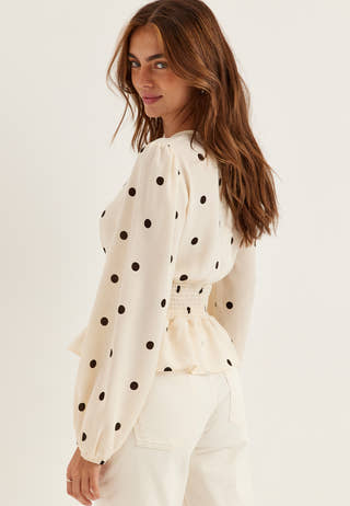V-neck Button Blouse