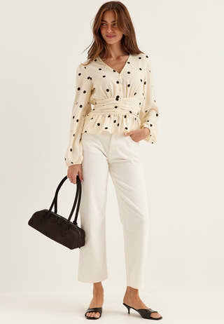 V-neck Button Blouse