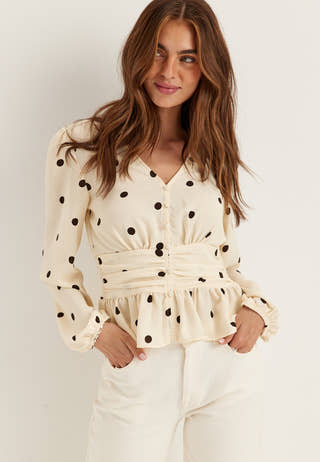 V-neck Button Blouse