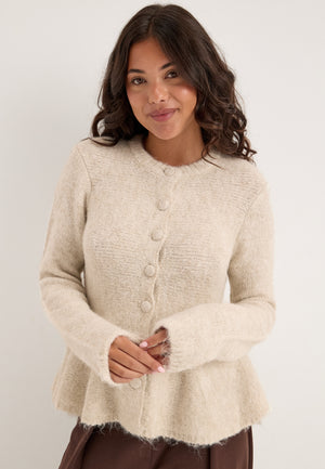 Objsaggia Re Ls Peplum Knit Cardigan White