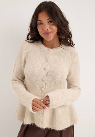 Objsaggia Re Ls Peplum Knit Cardigan White