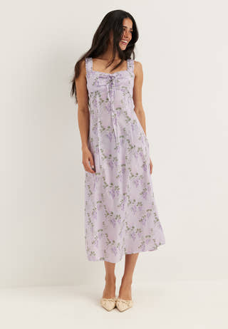 Frill Detail Cotton Midi Dress