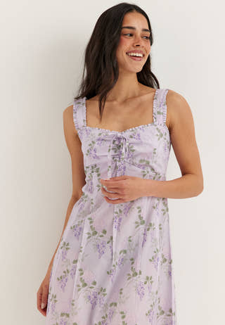 Frill Detail Cotton Midi Dress