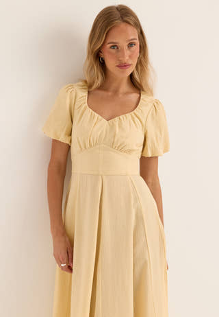 Seersucker Midi Dress Yellow