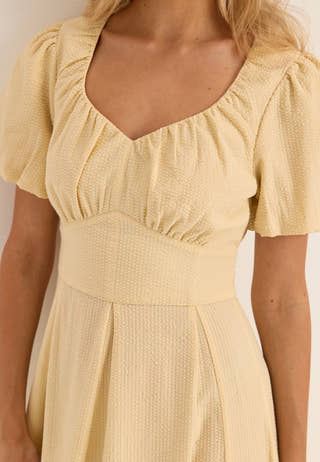 Seersucker Midi Dress Yellow