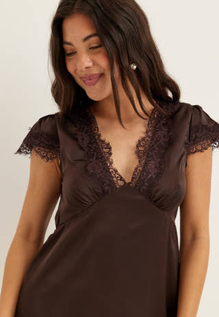 Satin Lace Mini Dress