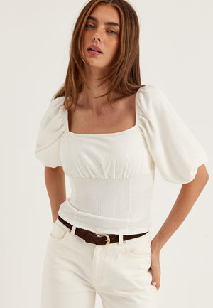 Volume Sleeve Top White