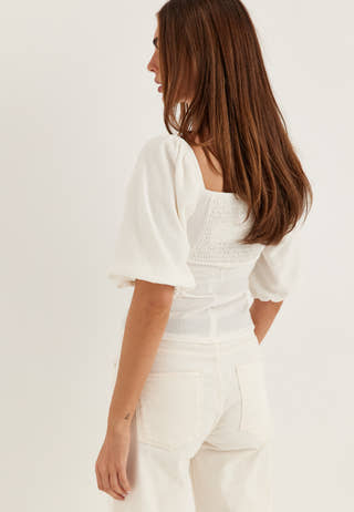 Volume Sleeve Top White