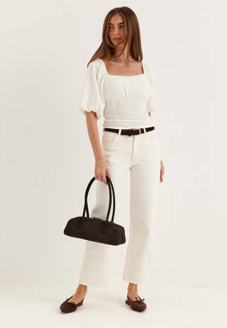 Volume Sleeve Top White