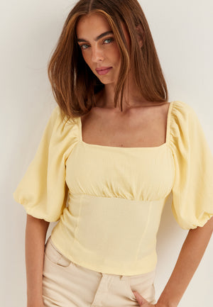 Volume Sleeve Top Yellow