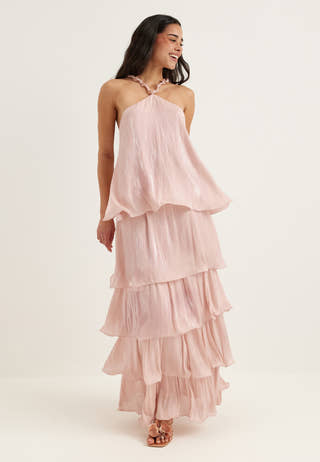 Halterneck Shimmer Flounce Top