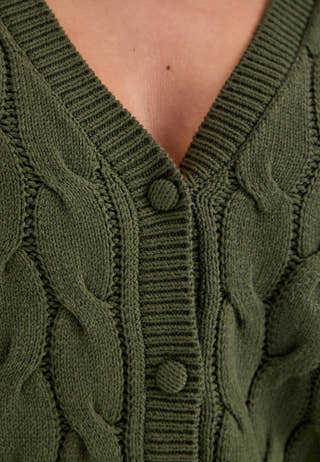 Cable Knit Cardigan Green