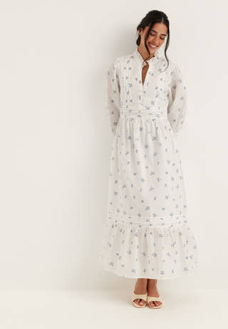 Cotton Pleated Maxi Dress
