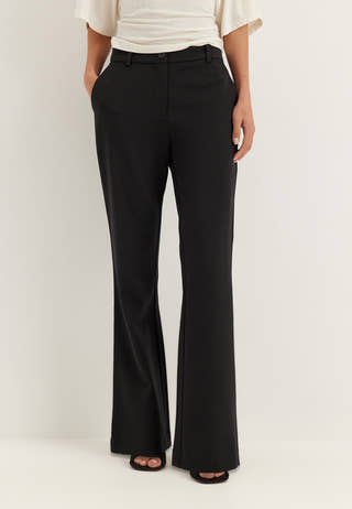 Mid Waist Flared Suit Trousers Black