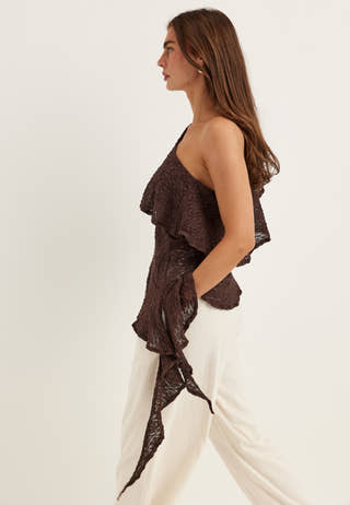 Asymmetric Frill Lace Top
